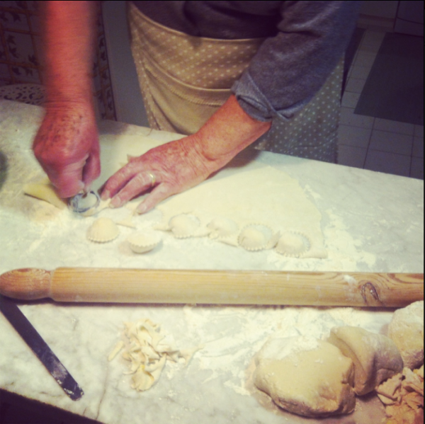 Making ravioli capresi