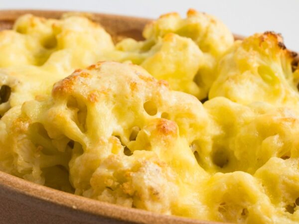 close up of Cavolfiori Gratinati in serving dish
