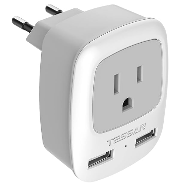 European plug adaptor to charge all your devices in Italy