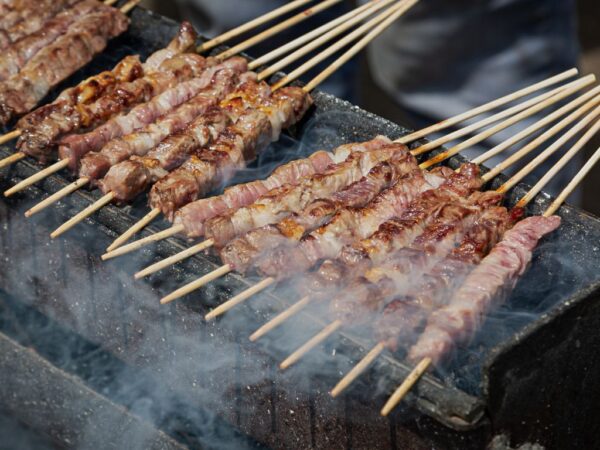 cooked arrosticini skewers