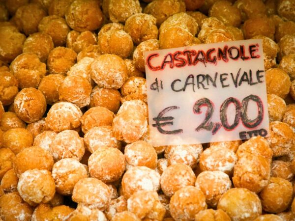 castagnole on display in venice during carnival