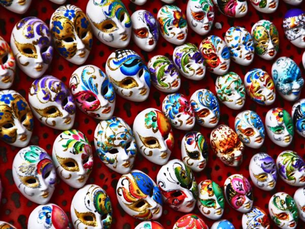 venice masks on display