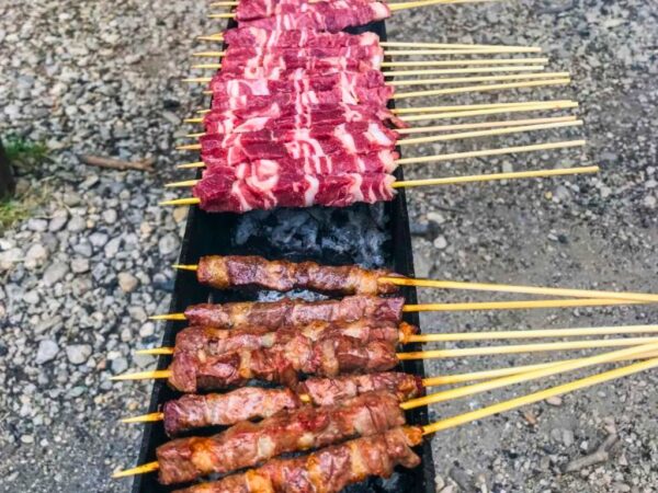 arrosticini skewers on bbq
