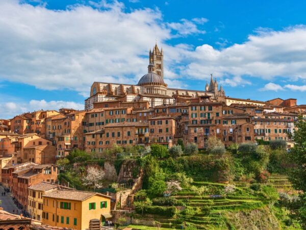view of siena hilltop tuscan town