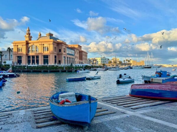 bari harbor with small fishing boats