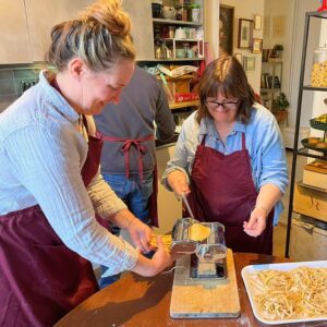 carolyn and eleonora cooking in torino making fresh pasta