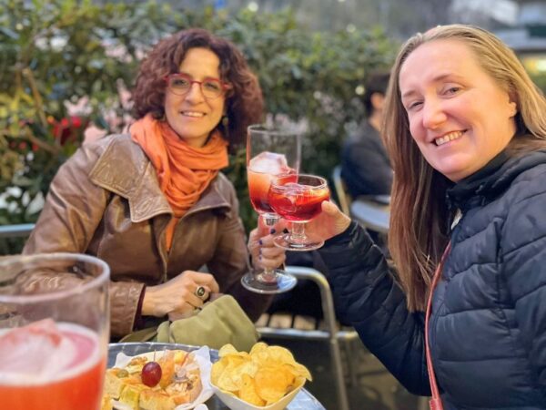 gina and carolyn enjoying aperitivo in milan