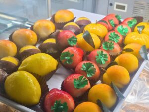 tray of frutta martorana sweets on display
