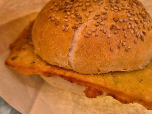 pane e panelle bread roll and chickpea fritter