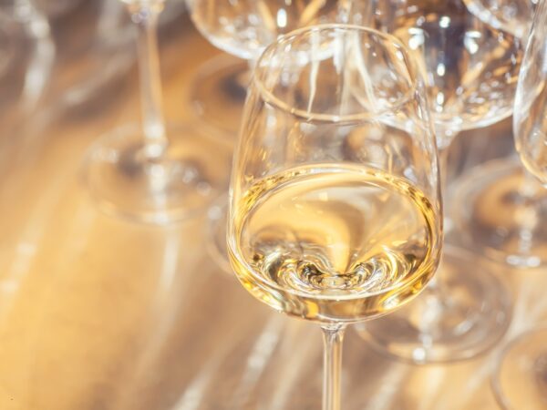wine glasses in golden hour light rome september